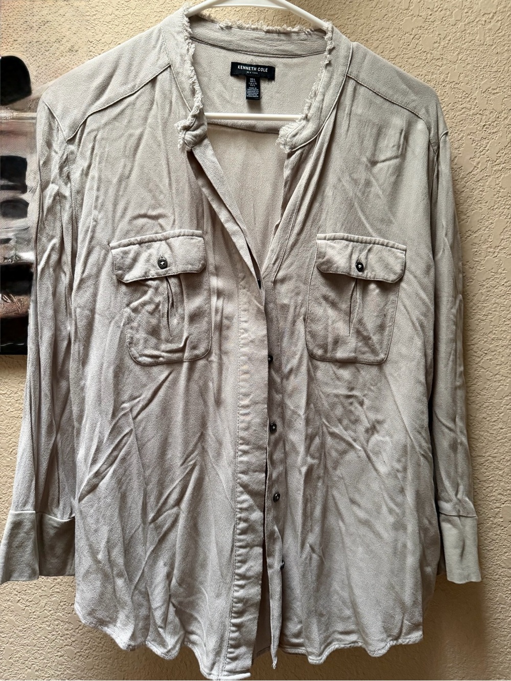 Kenneth Cole Light Cream Long-Sleeve Button-Down Shirt